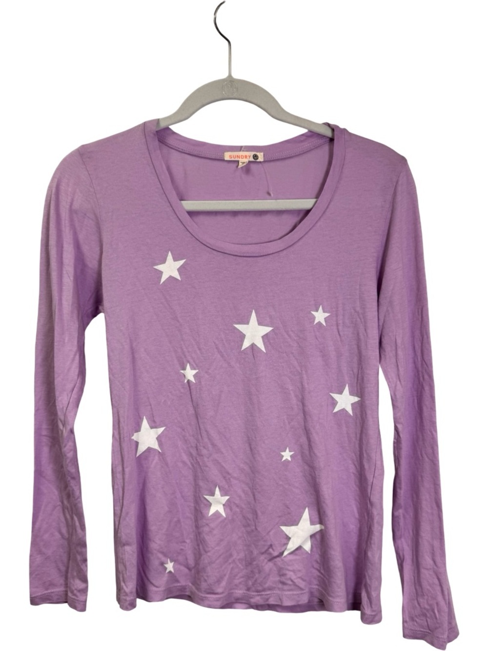 Sundry Lavender Star Print Long Sleeve Tee XS/0 Soft Modal Blend